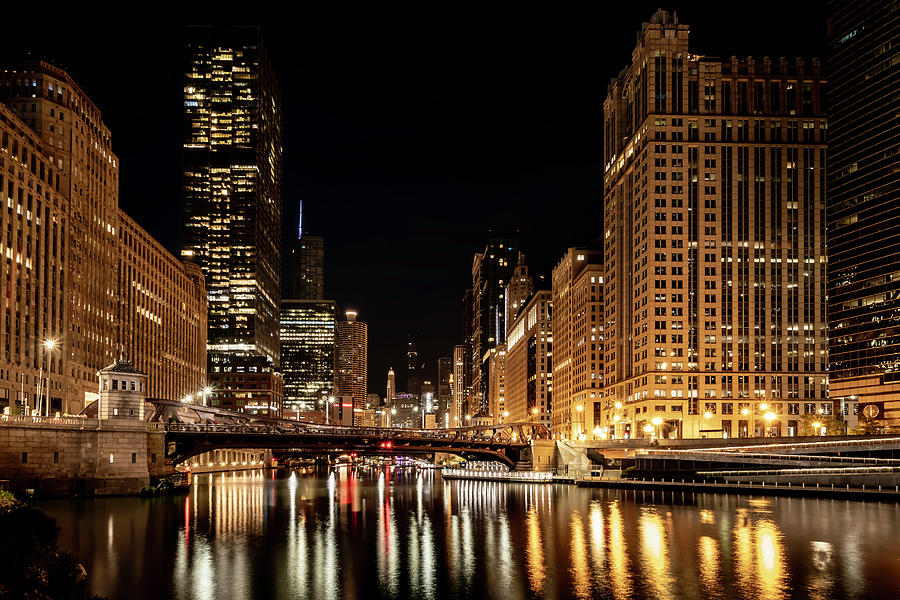 Quiet night on the Chicago river Photograph by Sven Brogren
