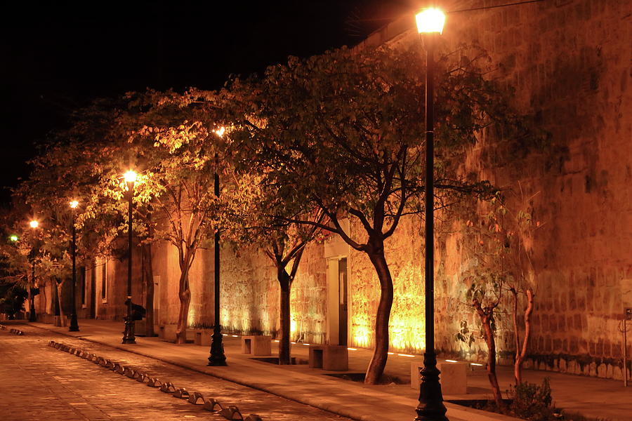 Quiet Evening Street Scene in Oaxaca  Mexico Photograph by Roupen Baker