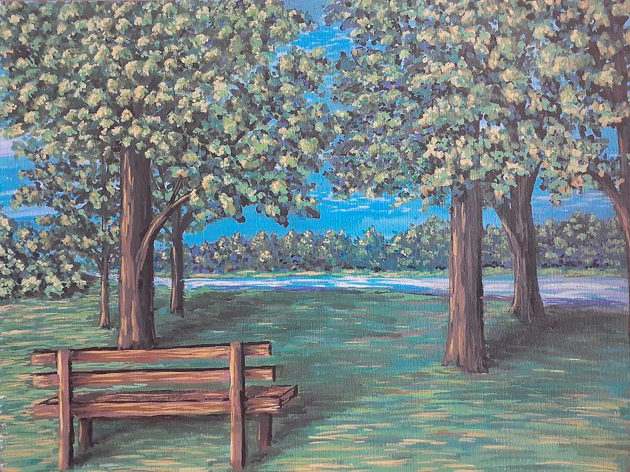 Tree Painting - Quiet Summer Reflection Edit This 77a by Amanda Donner