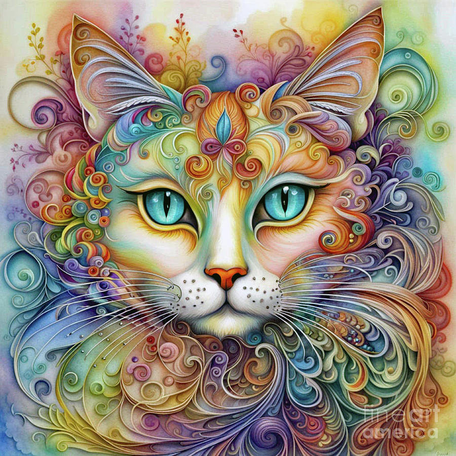 Quilled Cat 2 Digital Art by Tina Uihlein