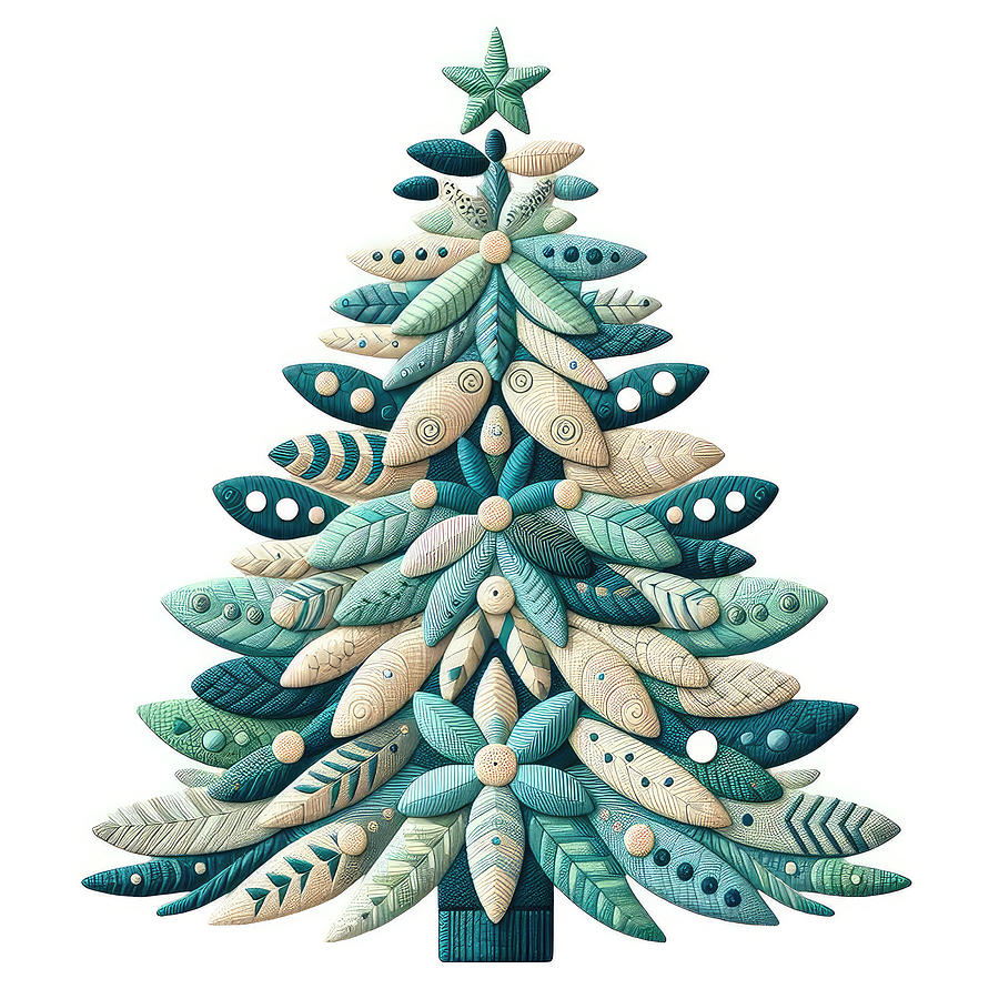 Quilted Christmas Tree Digital Art by Kim Hojnacki