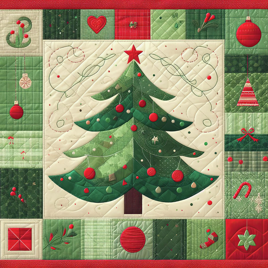 Quilted Christmas Tree Two Digital Art by HH Photography of Florida