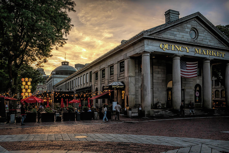 Quincy Market at Sunset Photograph by Sharon Popek