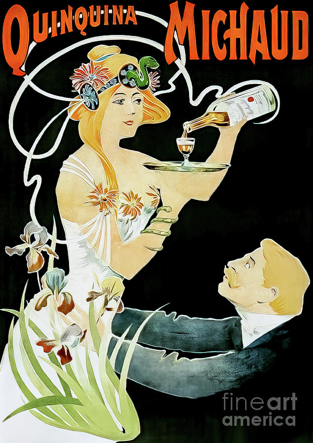Quinquina Michaud Wine Aperitif Drink Poster 1921 Drawing by M G Whittingham