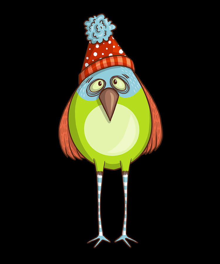 Quirky christmas bird with funny winter clothes Digital Art by Norman W -  Pixels
