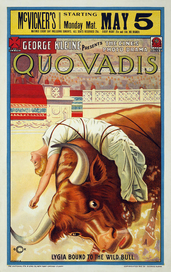 Quo Vadis - 1913 - Lygia Bound To The Wild Bull Digital Art by Original ...