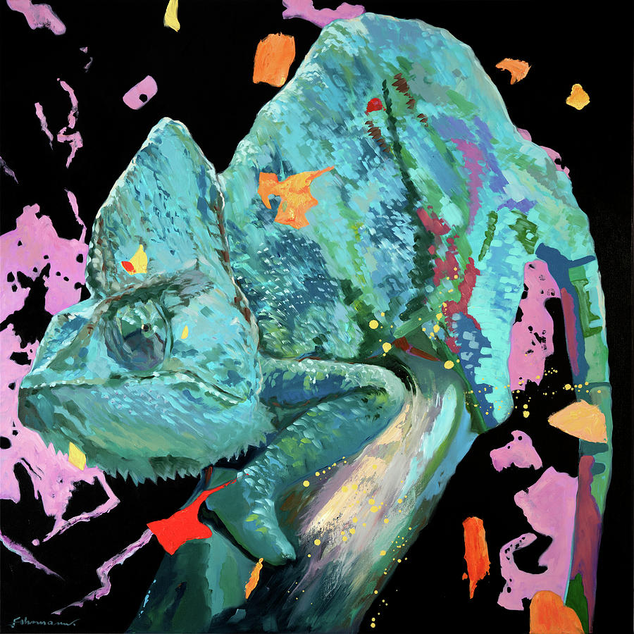 Chameleon - Painting by Uwe Fehrmann