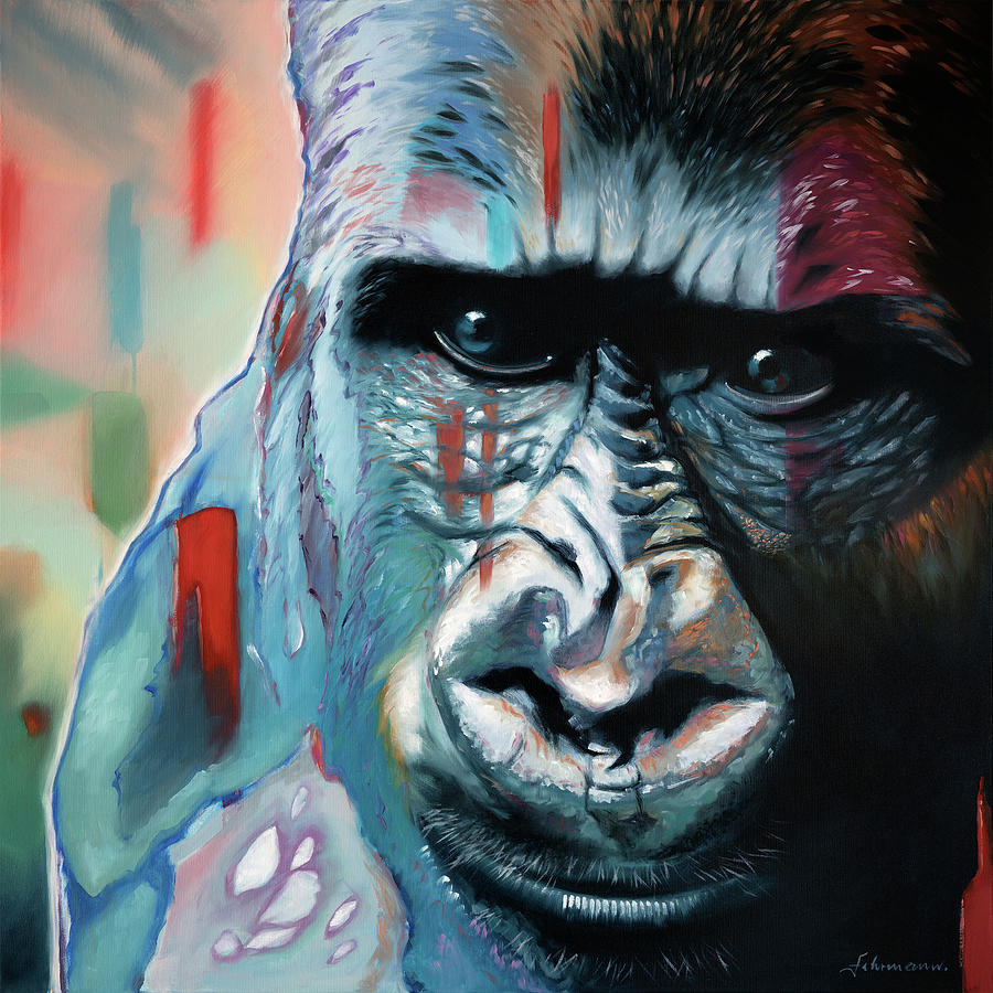 Gorilla - Painting by Uwe Fehrmann