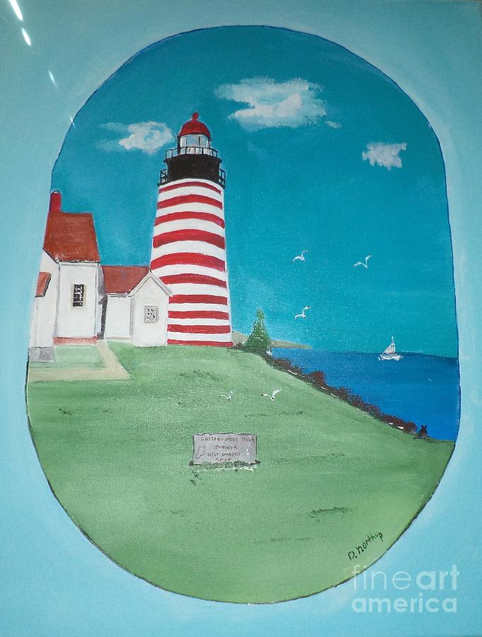 Quoddy Lighthouse Maine Painting # 39 Painting by Donald Northup