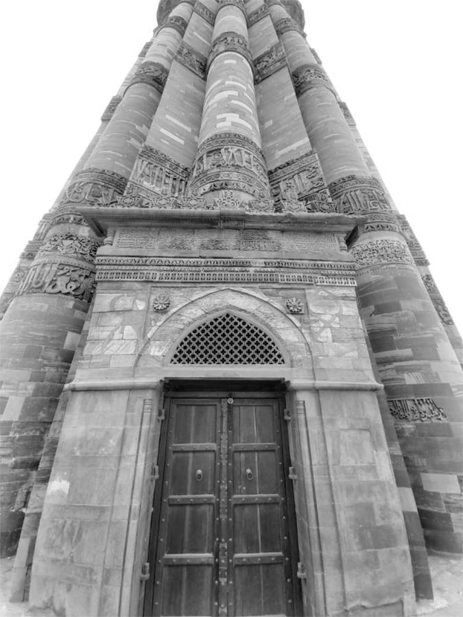 Qutub Minar in India Black and White KN66 Digital Art by Art Inspirity