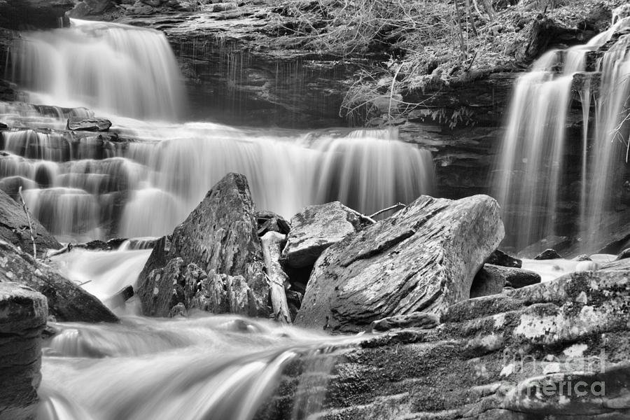 Waterfall Photograph - R. B. Ricketts Falls Closeup Black And White by Adam Jewell