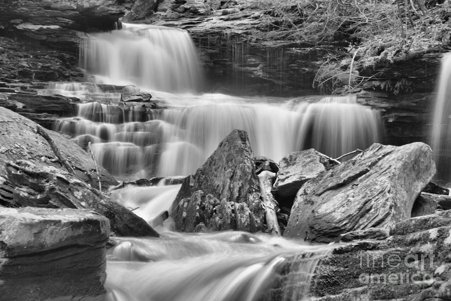 Waterfall Photograph - R. B. Ricketts Streams Black And White by Adam Jewell