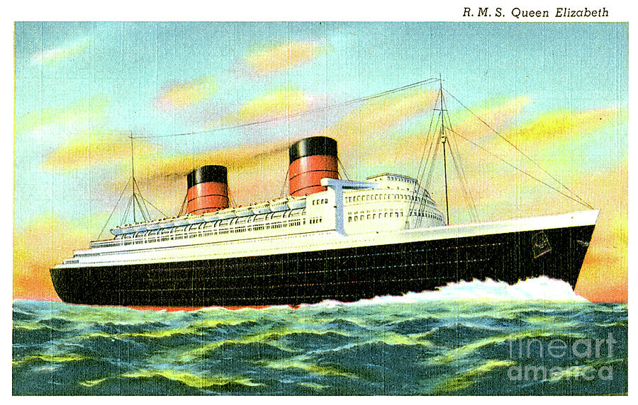 R M S Queen Elizabeth Postcard Painting by Unknown