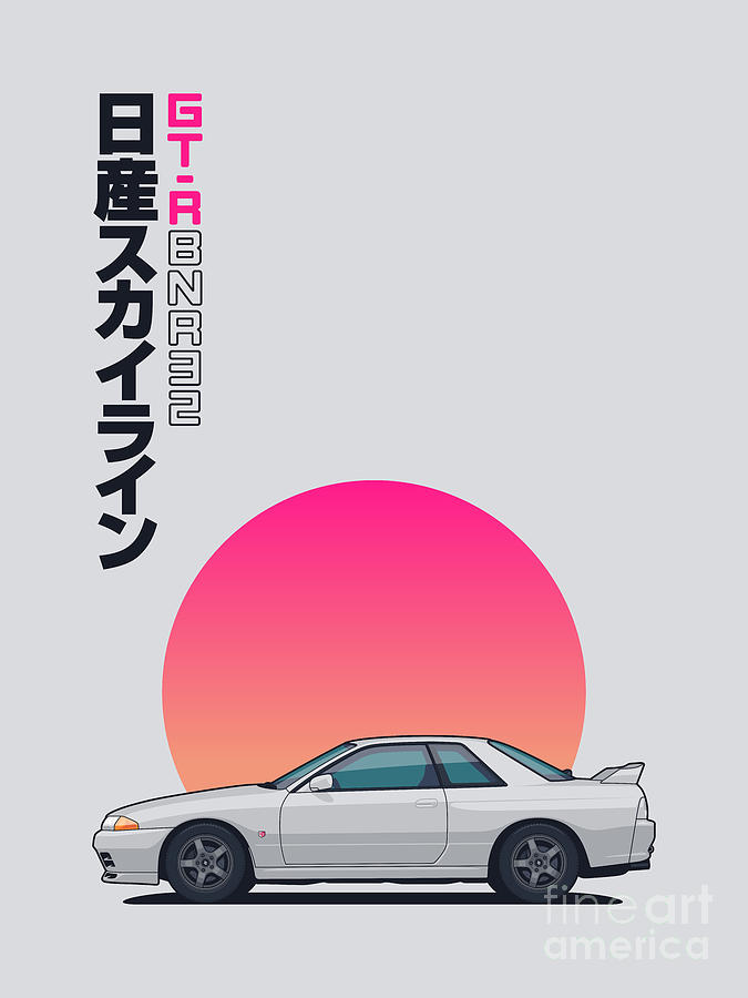 R32 GT-R Side Portrait Silver Digital Art by Organic Synthesis R32 GT-R Side Portrait Silver Digital Art by Organic Synthesis