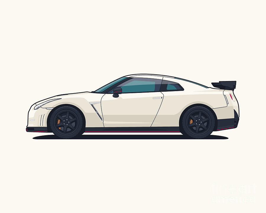 R35 GT-R Side Landscape White Digital Art by Organic Synthesis - Fine ...