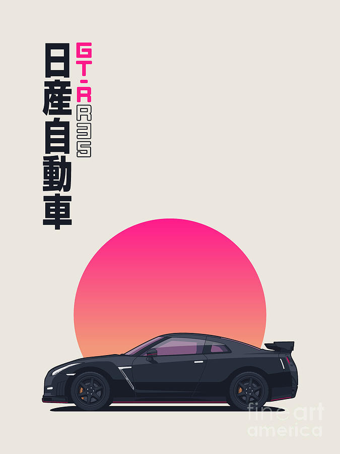R35 GT-R Side Portrait Black Digital Art by Organic Synthesis R35 GT-R Side Portrait Black Digital Art by Organic Synthesis