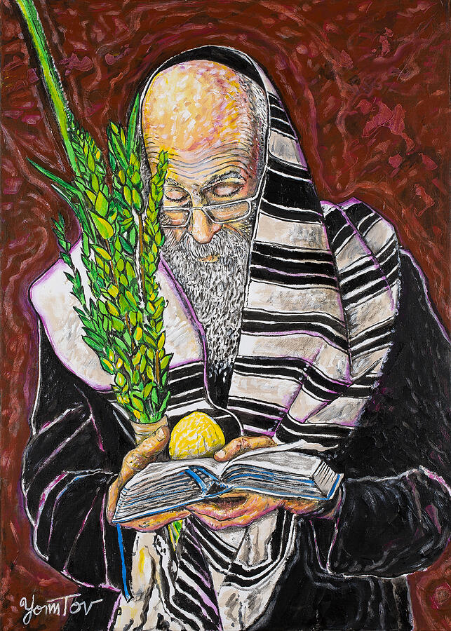 Rabbi at Sukkot Painting by Yom Tov Blumenthal