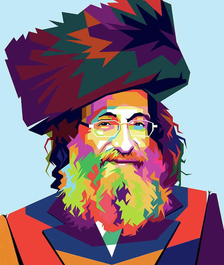 Rabbi Elimelech Biderman Mixed Media by Anshie Kagan