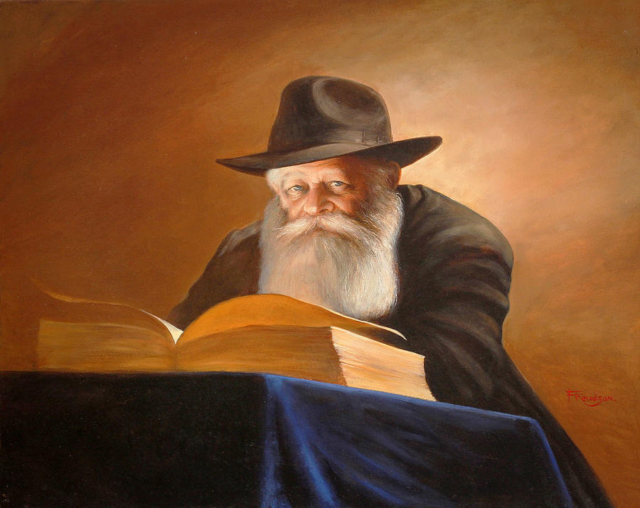 Portrait Painting - Rabbi by Felix Freudzon
