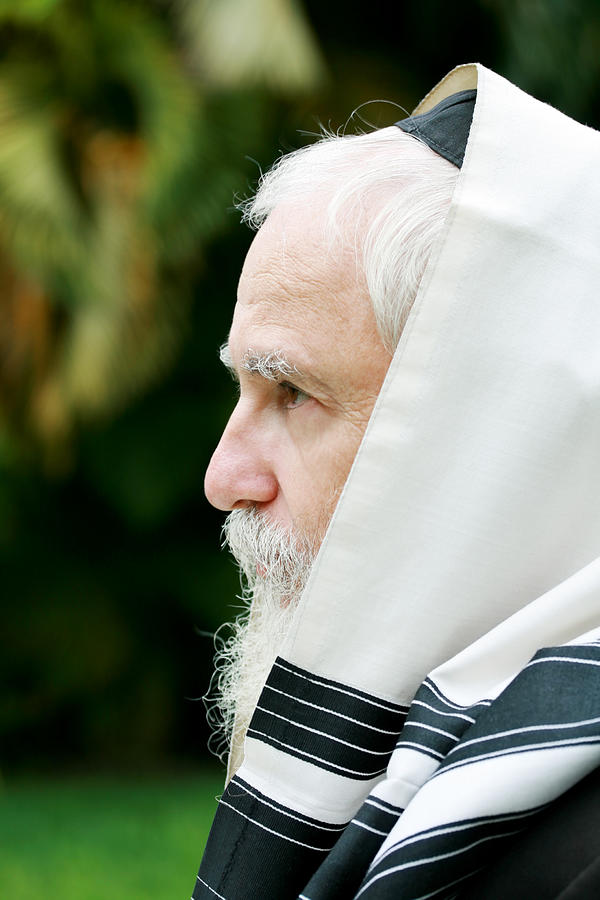Rabbi wearing tallis Photograph by Tovfla