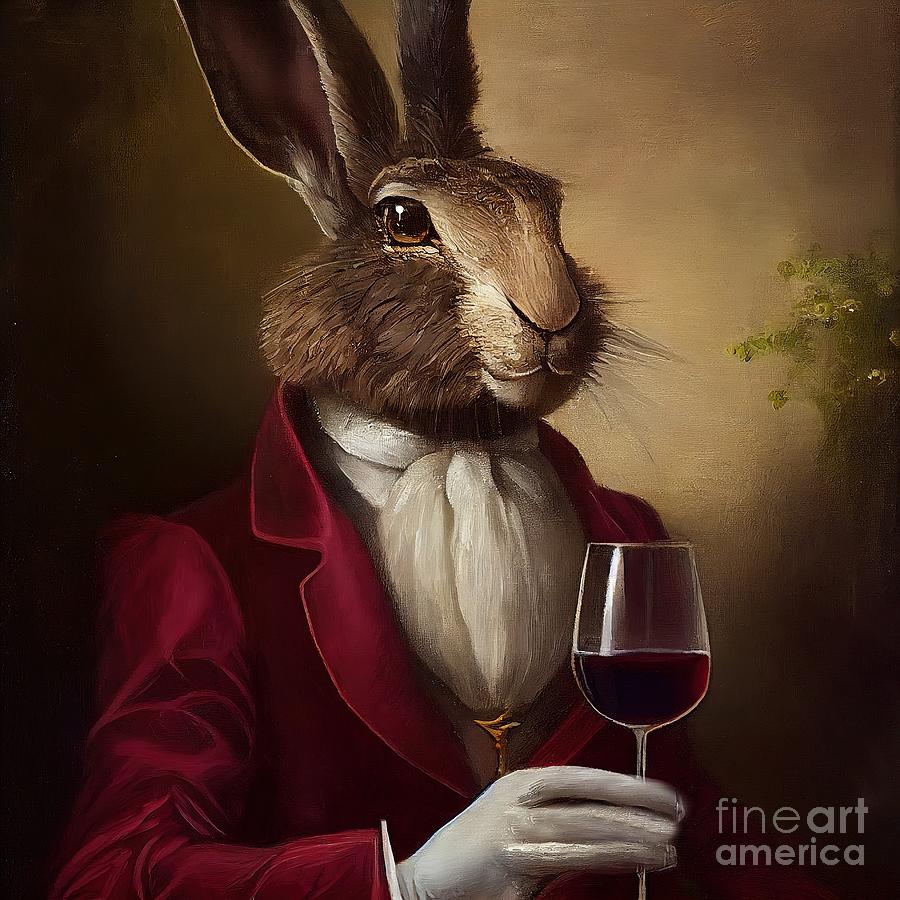Spring Painting - Rabbit Having Drink by N Akkash