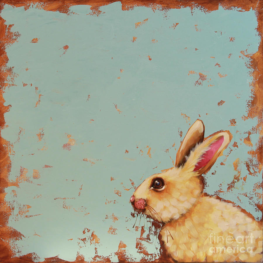 Rabbit in Blue Painting by Lucia Stewart