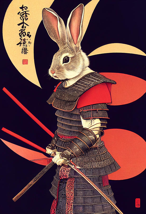 Rabbit in Japanese samurai armor by Asar Studios Digital Art by ...