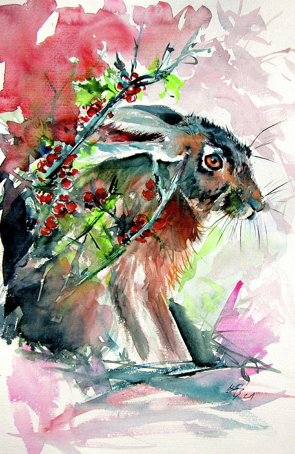 Rabbit in the grass II Painting by Kovacs Anna Brigitta