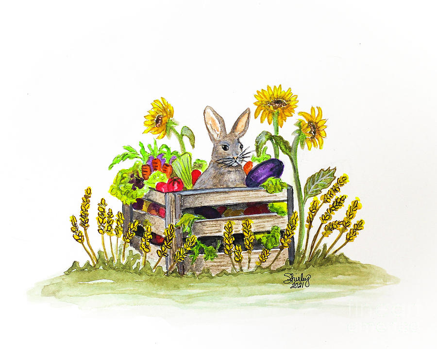 Rabbit in the Veggies Painting by Shirley Dutchkowski