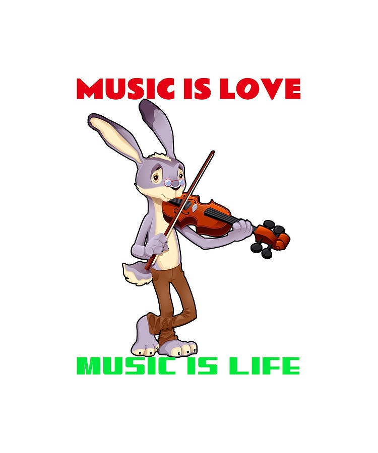 RABBIT music is love music is life Poster green Painting by Lee Jake ...