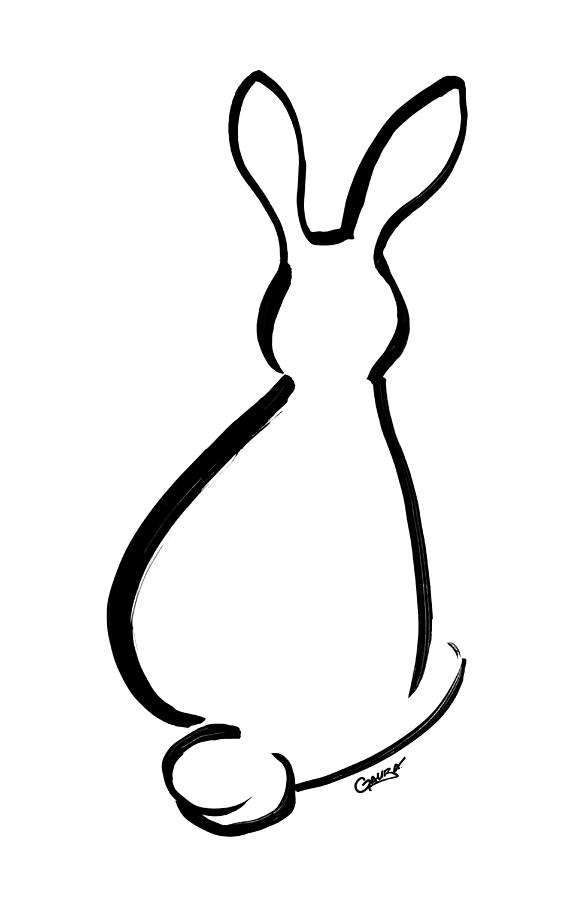 Rabbit, Sitting Drawing by Ginny Gaura