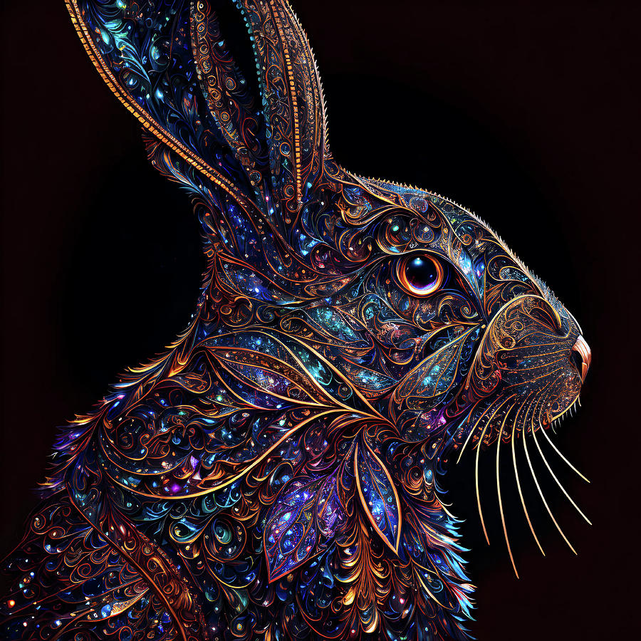 Rabbit - Stained Glass Digital Art by Peggy Collins