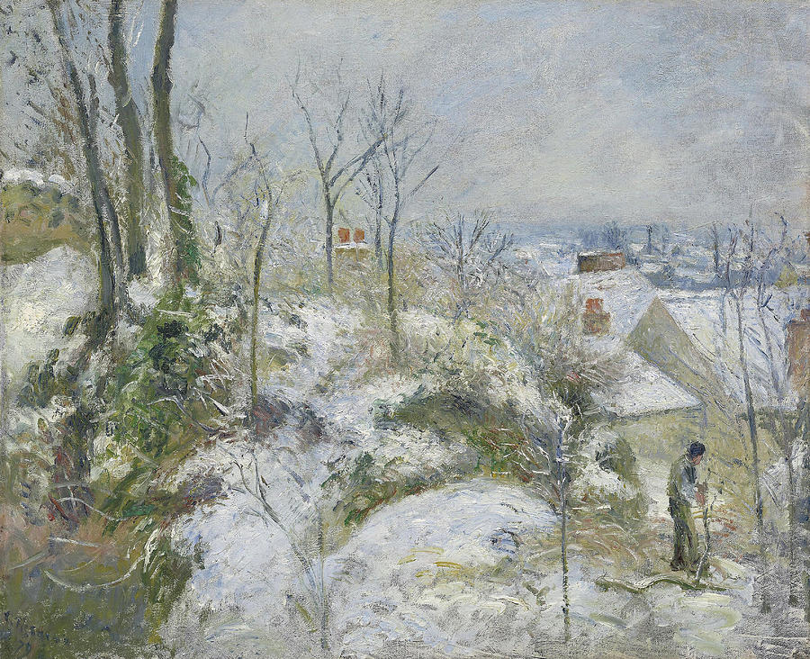 Rabbit Warren at Pontoise, Snow. Camille Pissarro, French, 1830-1903. Painting by Camille Pissarro Rabbit Warren at Pontoise, Snow. Camille Pissarro, French, 1830-1903. Painting by Camille Pissarro