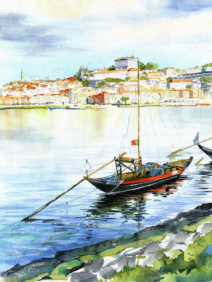 Rabelo Boat in Porto Painting Painting by Dora Hathazi Mendes Rabelo Boat in Porto Painting Painting by Dora Hathazi Mendes