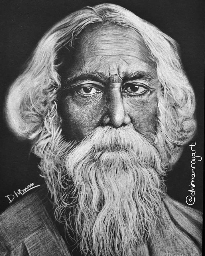 Rabindranath Tagore Drawing by Raghav Karnataki - Pixels-saigonsouth.com.vn