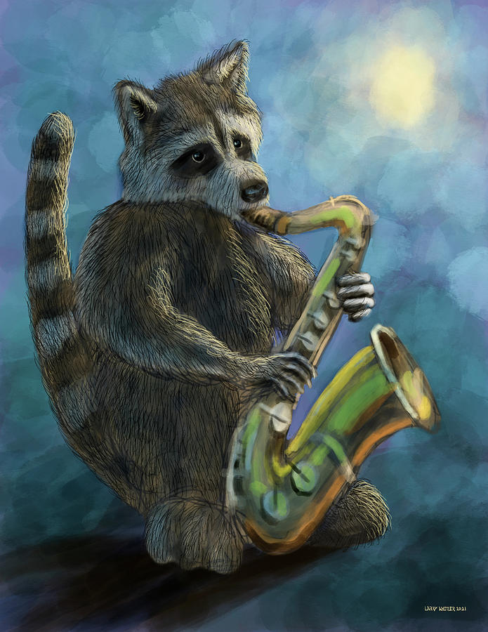 Raccoon Jazz Digital Art by Larry Whitler