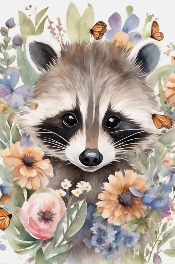 Wildlife Painting - Raccoon  by Manjik Pictures