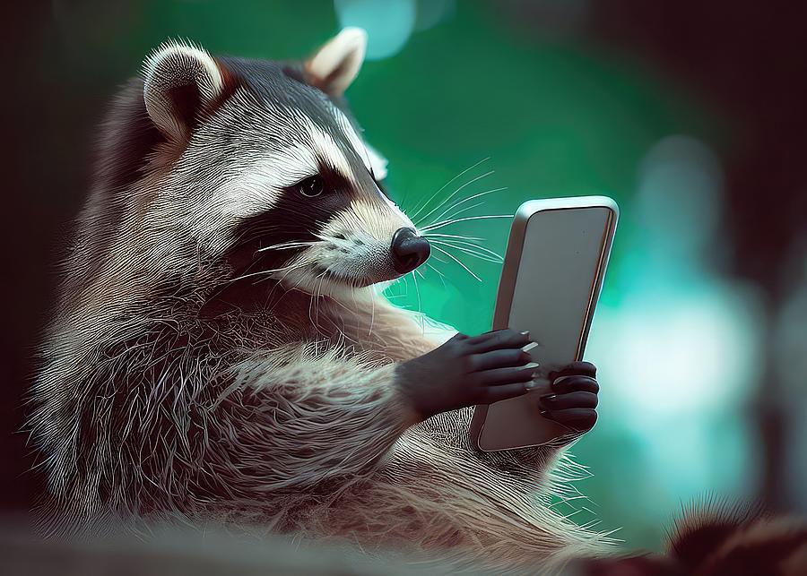 Raccoon on a Smartphone Digital Art by David Manlove Raccoon on a Smartphone Digital Art by David Manlove