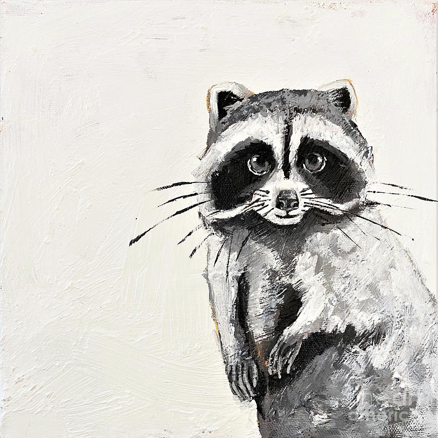 Raccoon Stare Painting by Lucia Stewart