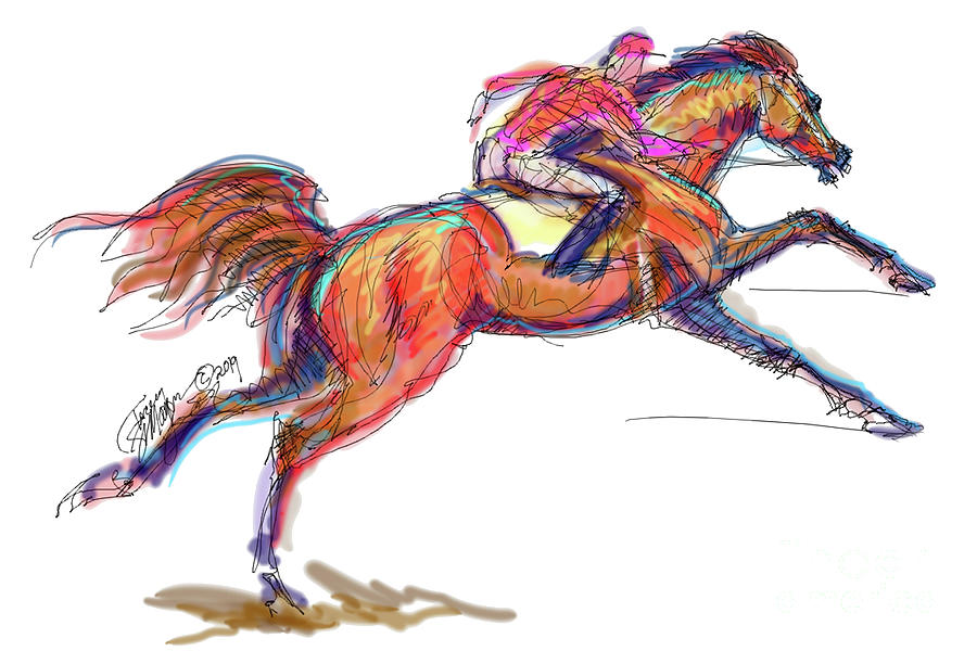 Race Horse for Julie June Stewart Digital Art by Stacey Mayer
