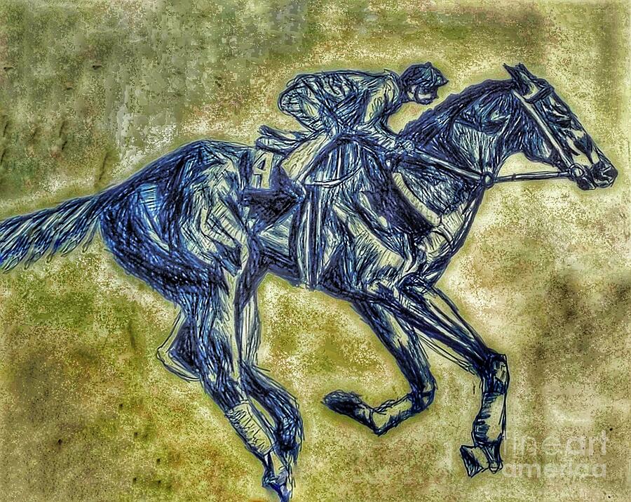 Sports Mixed Media - Racehorse Sketch by Dave Cotton