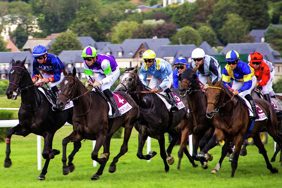 Racehorses at Deauville Racecourse Photograph by Ronald Osborne