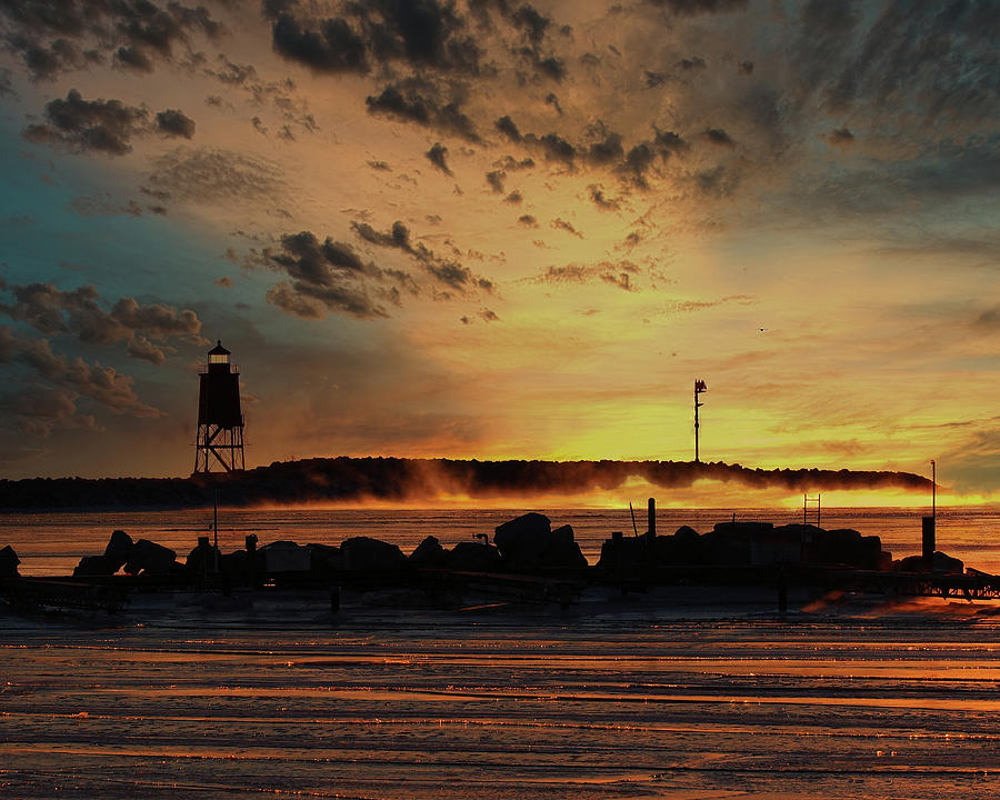 Racine North Breakwater Lighthouse Sunrise Photograph by Scott Olsen
