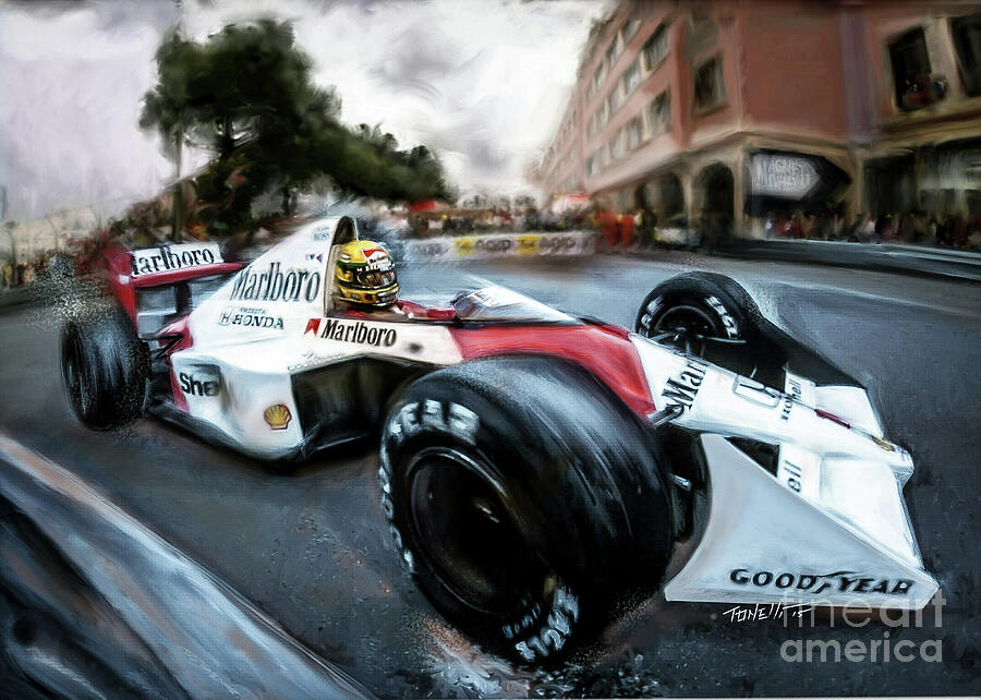 Racing 1989 Monaco Grand Prix Mixed Media by Mark Tonelli