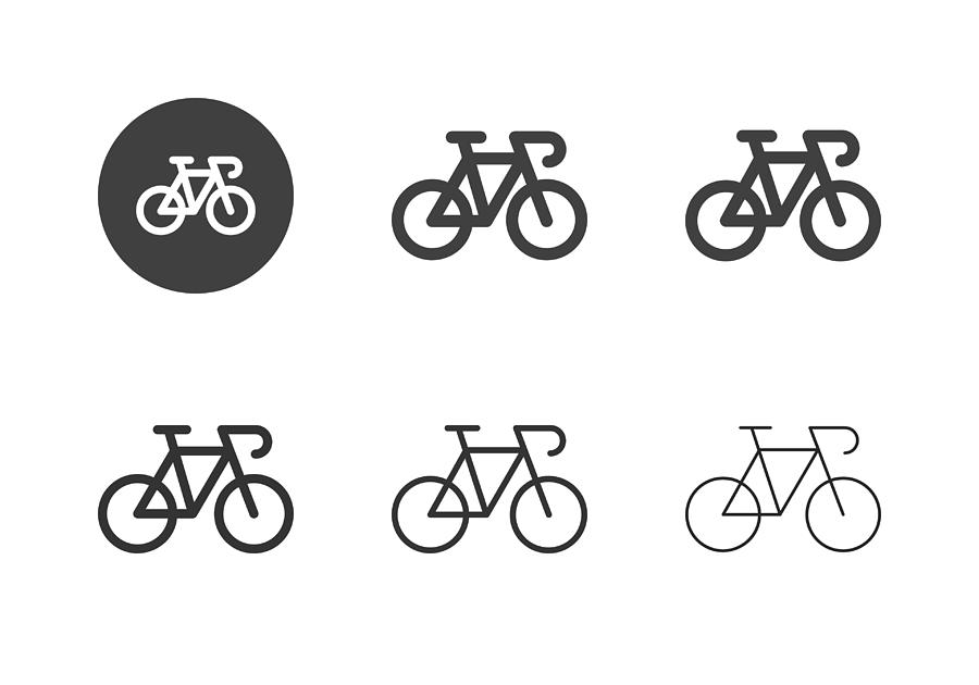 Racing Bicycle Icons - Multi Series Drawing by Rakdee