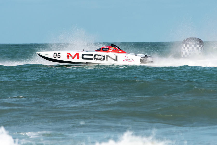 Racing Boat M Con Passing  Buoy Photograph by Bradford Martin