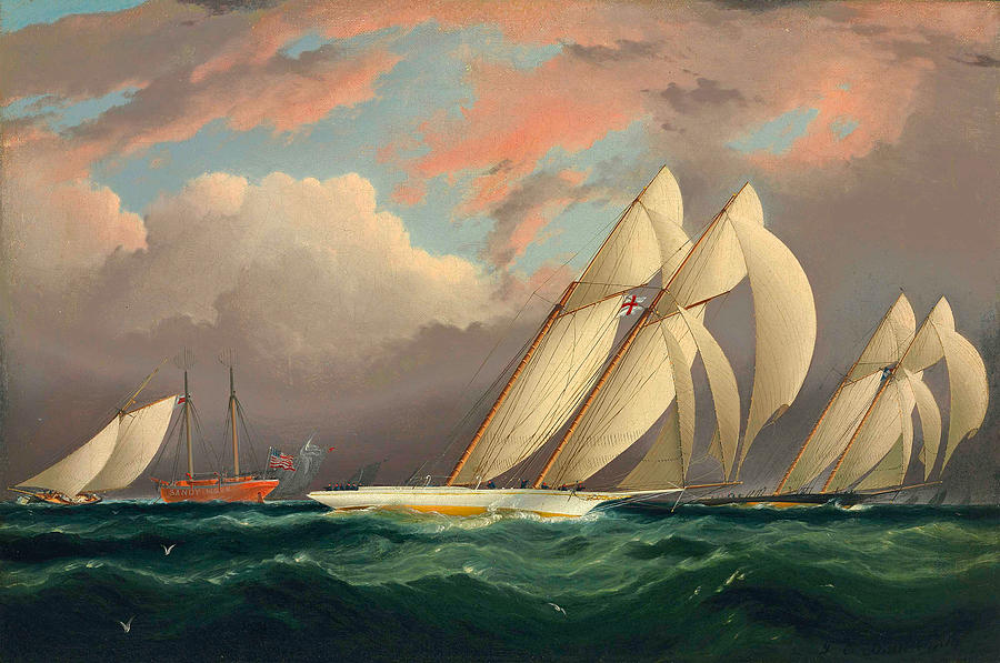 Racing off Sandy Hook Painting by James Edward Buttersworth