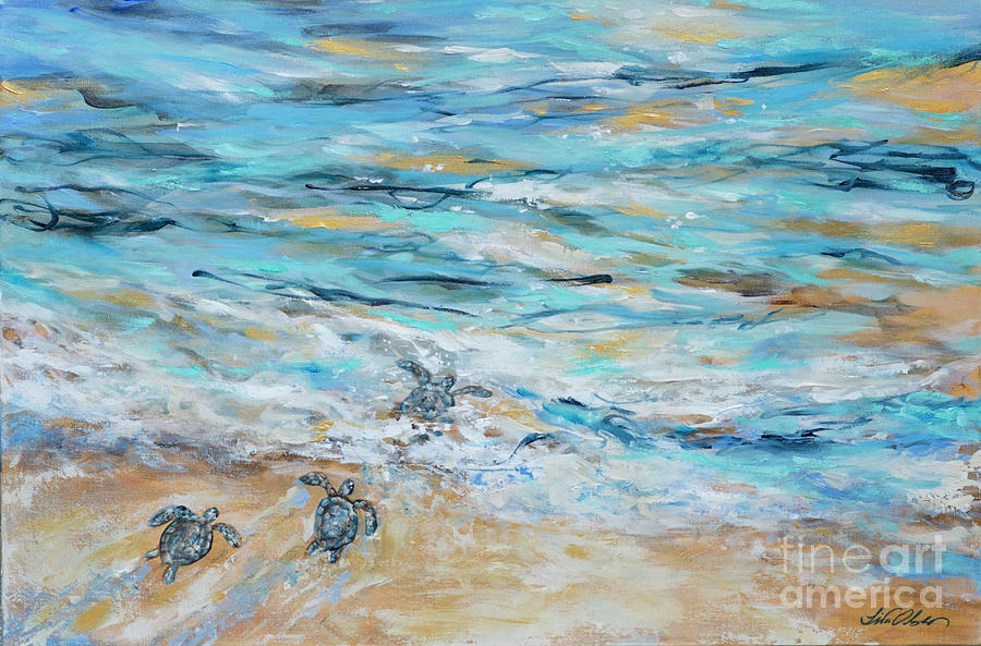 Racing to the Sea Painting by Linda Olsen