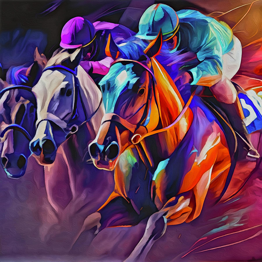 Racing to Victory Mixed Media by Ann Leech