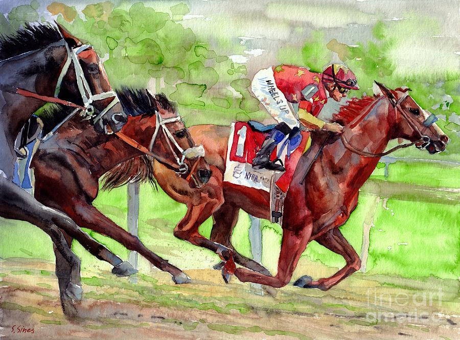 Horse Painting - Racing Trio by Suzann Sines